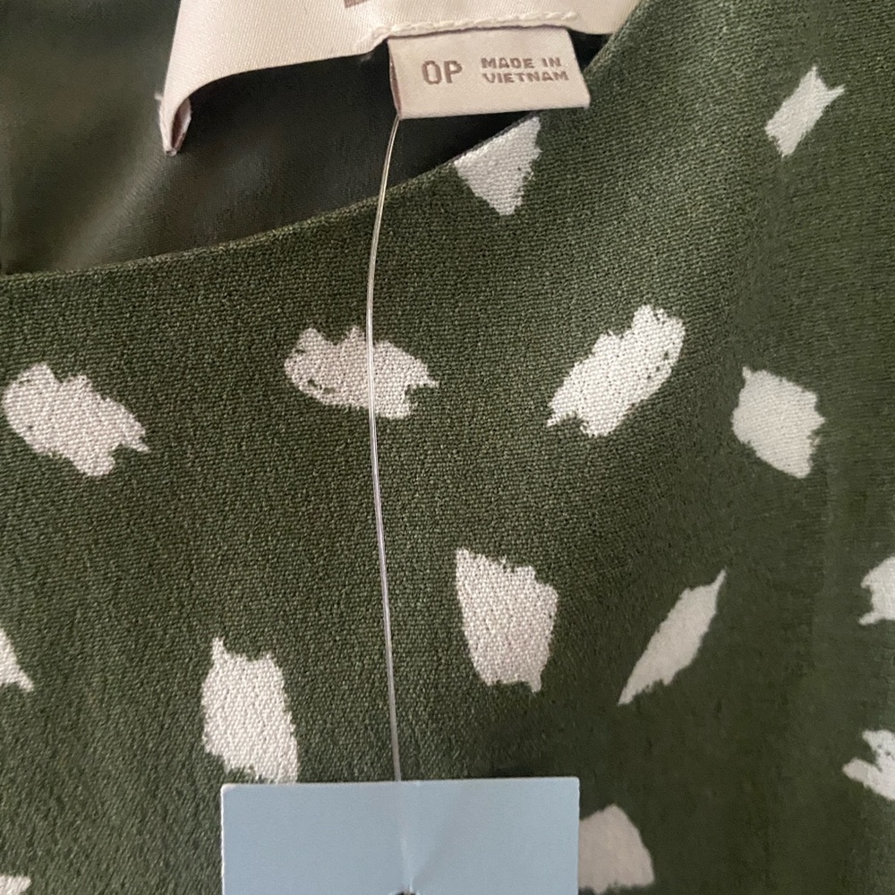 LOFT Dark Green Midi Dress with White Pattern - Picture 3 of 4